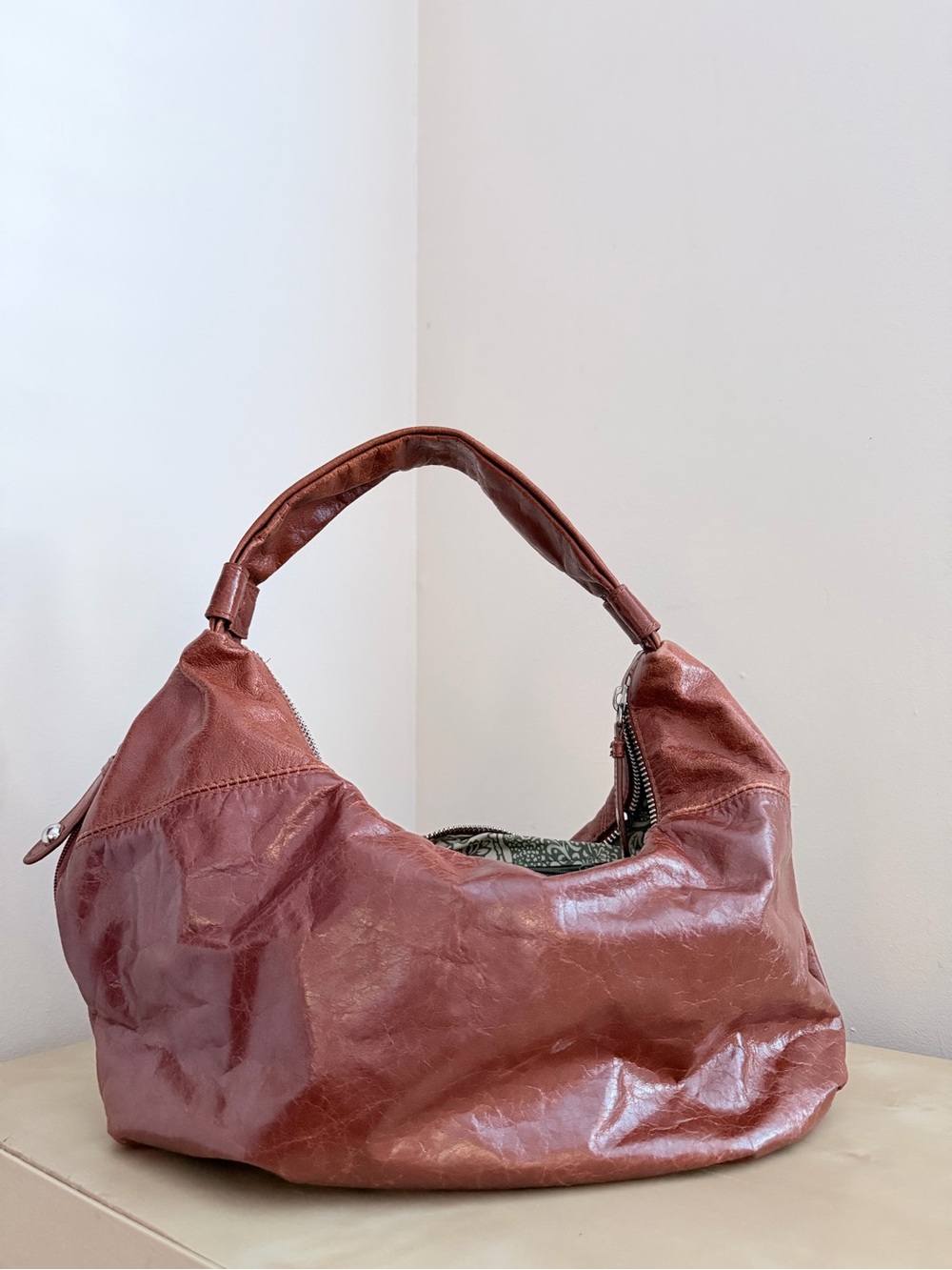 HOBO dark brown Leather Slouchy Hobo Bag